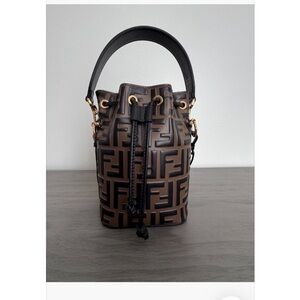 Fendi Black and Brown Logo Bucket Bag Brand New With Tags